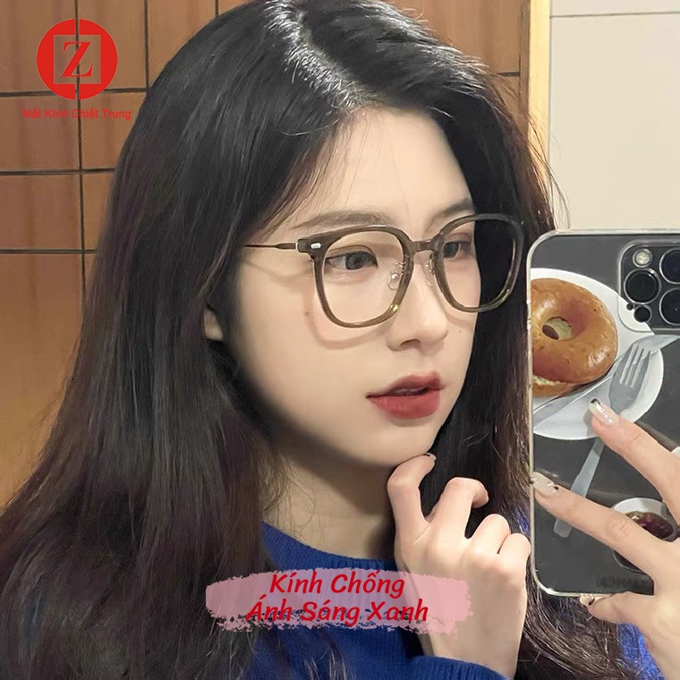 Gọng Kính cận 0 độ chống ánh sáng xanh bảo vệ mắt, form tròn xinh mã H2972