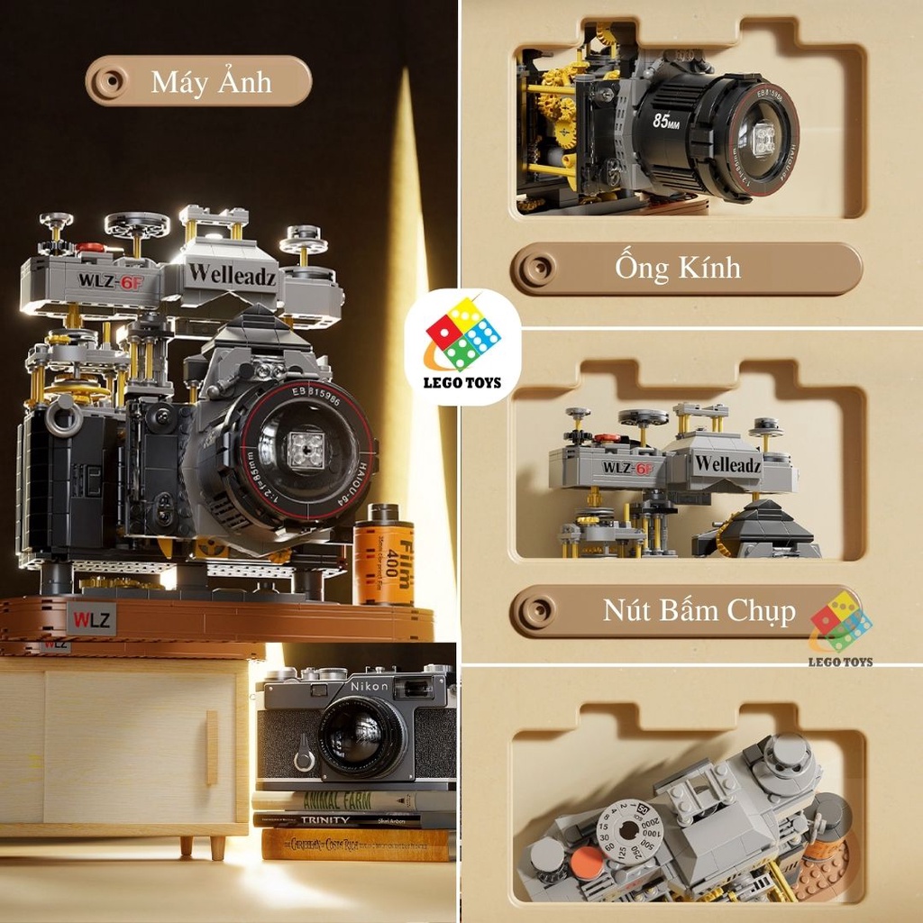 Máy Ảnh Welleadz Phong cách Retro Vintage - Mô Hình Lắp Ráp Máy Ảnh Camera - 1020 Chi Tiết