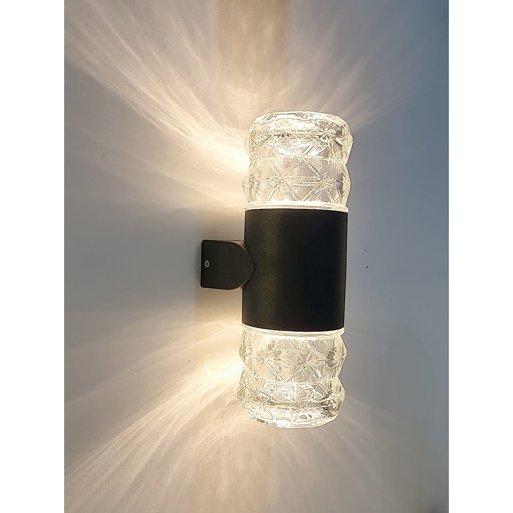Đèn LED gắn tường hắt tường 2 đầu thủy tinh trong suốt trang trí ngoài trời Decor Hợp Kim Tĩnh Điện Chống Nước Mã 195