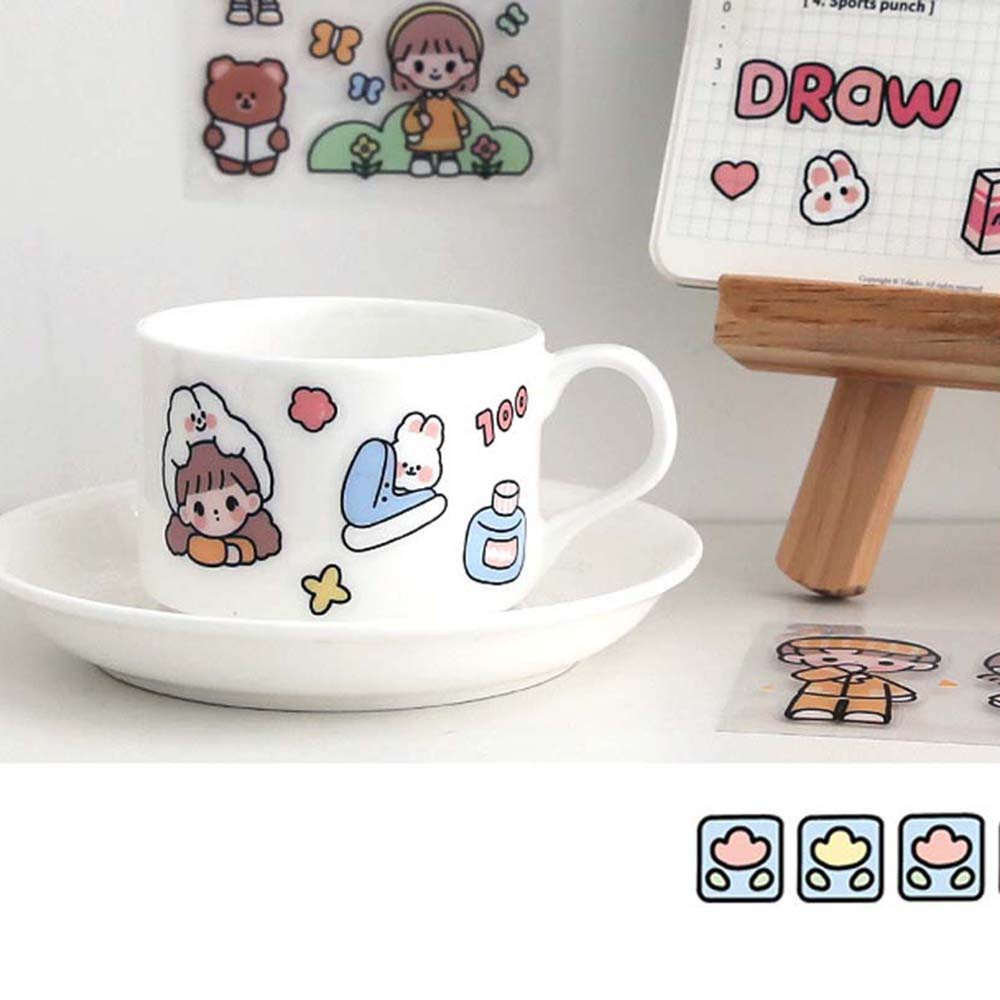 Hộp 100 tấm sticker GUTY KIDS  hoạt hình dễ thương cute trang trí laptop, điện thoại, mũ bảo hiểm, dán tập vở, bình nước