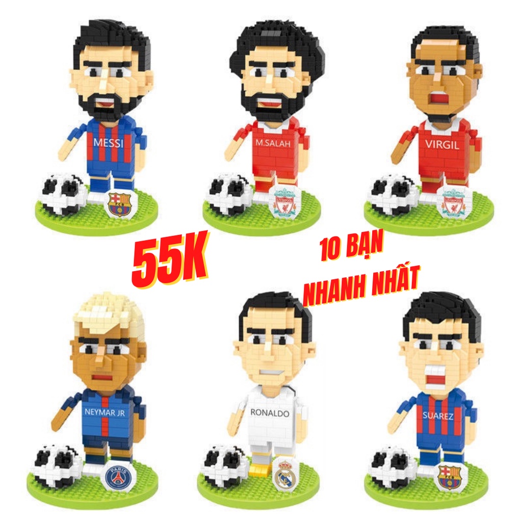 Mô Hình Lắp Ráp Cầu thủ Bóng Đá Ronaldo, Messi, Neymar, Suarez, Salah, Virgil Van Dijk nanoblock