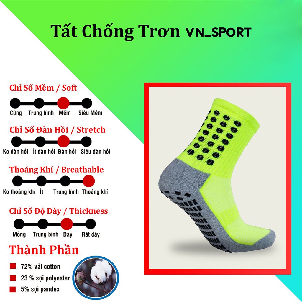Tất chống trơn đá bóng dài, vớ đá banh dệt kim nam chính hãng