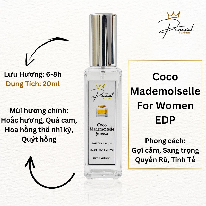 TS07 Tinh Dầu Thơm Coco Mademoiselle 20ml Chính Hãng Panavat Parfum Dạng Xịt Nước Hoa Nữ Thơm Lâu Tinh Tế Quyến Rũ