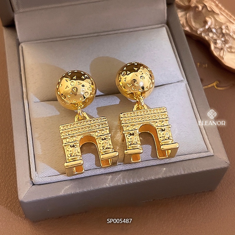 Bông tai nữ chuôi bạc 925 Eleanor Accessories họa tiết Khải Hoàn Môn phụ kiện trang sức 5487