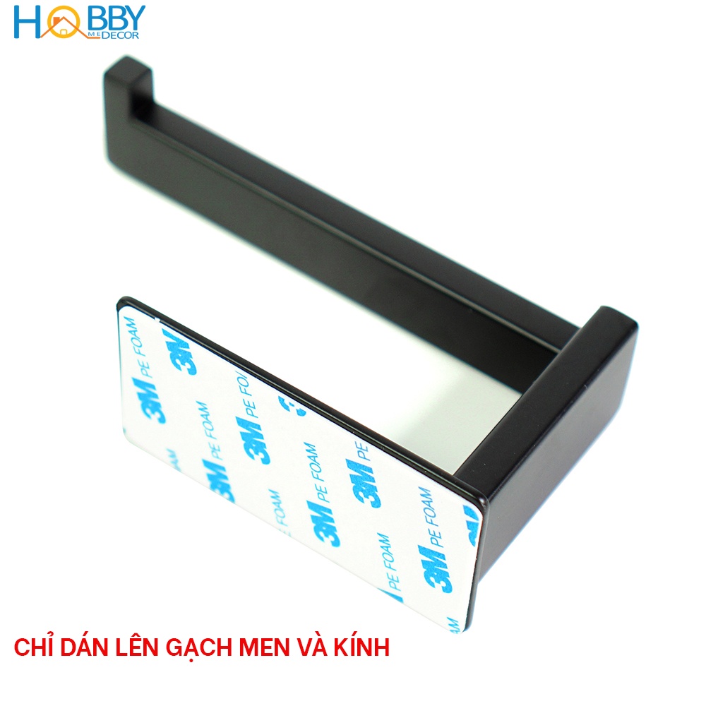 Kệ để cuộn giấy vệ sinh toilet màu đen dán tường gạch men Hobby Home Decor G20 inox 304 kèm keo dán