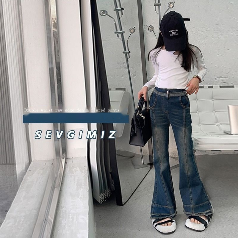 Quần jeans Lưng Cao Ống Loe Phong Cách retro Thời Trang Mùa Xuân Cho Nữ