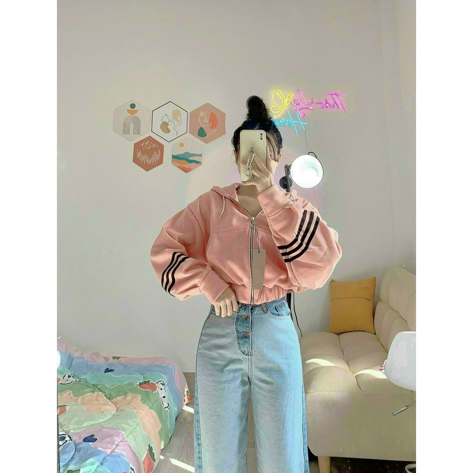 Áo Khoác Nỉ Form Lửng Chạy Sọc Tay Full Ziper Cực Đẹp Cho Nữ Mẫu Mới - ĐĂNG QUANG CLOTHER