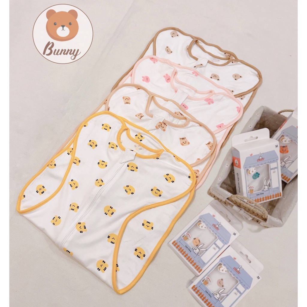 Nhộng chũn cho bé sơ sinh ngủ ngon, giảm giật mình Bunny vải cotton Hàn Quốc cao cấp