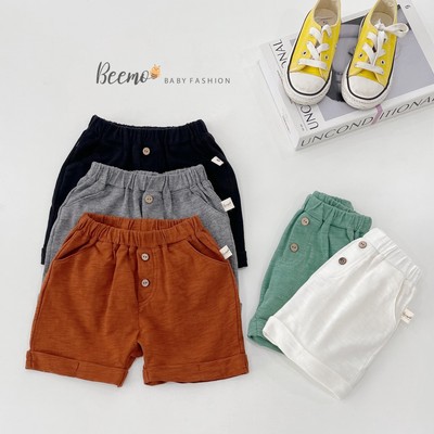 Quần đùi Beemo phối cúc dọc tạo điểm nhấn chất liệu cotton mặc hè thoải mái vận động cho bé từ 1 - 7 tuổi 22Q011