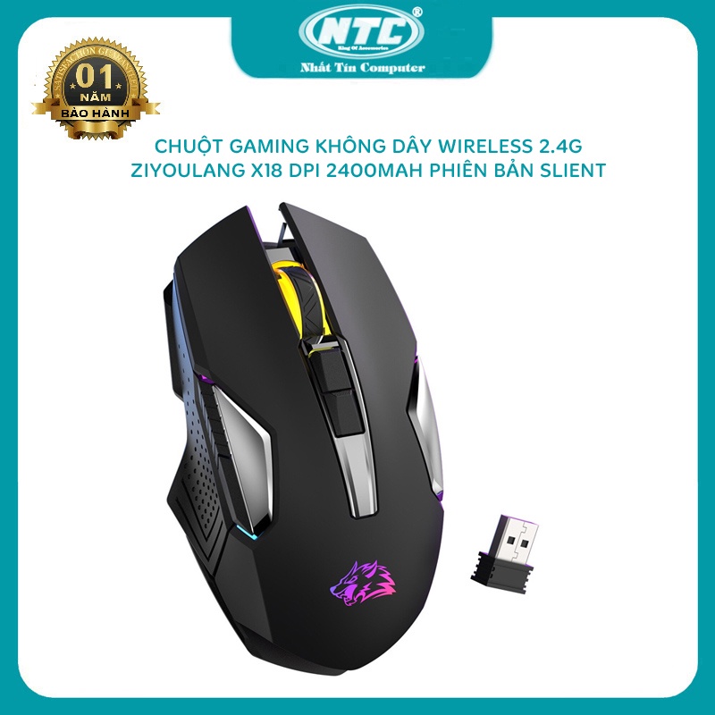 Chuột gaming không dây wireless Ziyoulang X18 slient cực êm dùng pin sạc - DPI lên đến 2400  Nhất Tín Computer