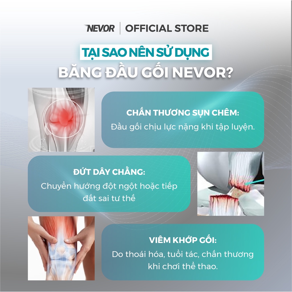 Bó Đầu Gối Thể Thao Nevor BDG13 Giúp Bảo Vệ, Phòng Ngừa Chấn Thương Dây Chằng Khi Đá Bóng, Chạy Bộ,...