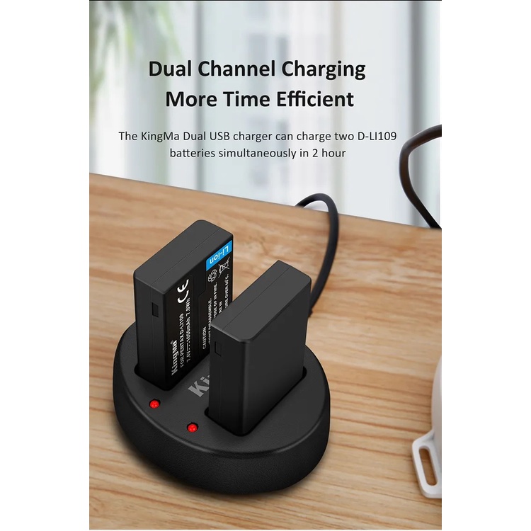 Pentax D-Li109 BC109 | Pin và sạc máy ảnh Pentax KR KS1 KS2 K2 K30 K50 K70 K500 hãng Kingma Pentax DLi109 Li109