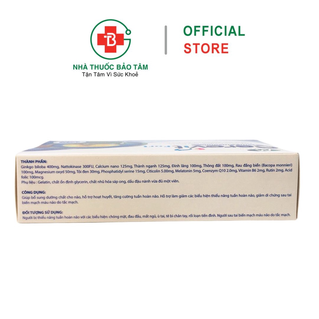 Hoạt Huyết Dưỡng Não Cerevit Fort Hỗ Trợ Tuần Hoàn Não Hộp 30 viên nang mềm