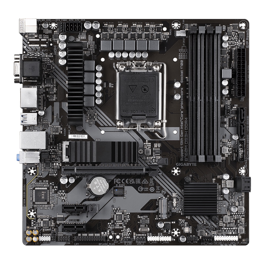 Main Gigabyte B760M DS3H (Socket 1700, HDMI+VGA+DP+TypeC M2 DDR4) - Hàng chính hãng