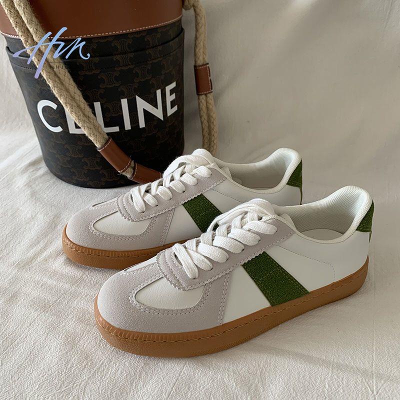 Giày Thể Thao Đế Bằng Màu Trắng Dễ Phối Đồ Thời Trang Phong Cách Hàn Quốc Cho Nữ