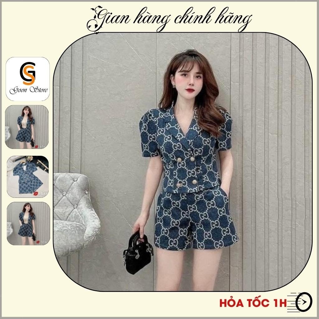 Set bộ quần áo hai món cổ VEST , set bộ đùi sang sang chảnh , cá tính , thời trang nữ Hàn Quốc