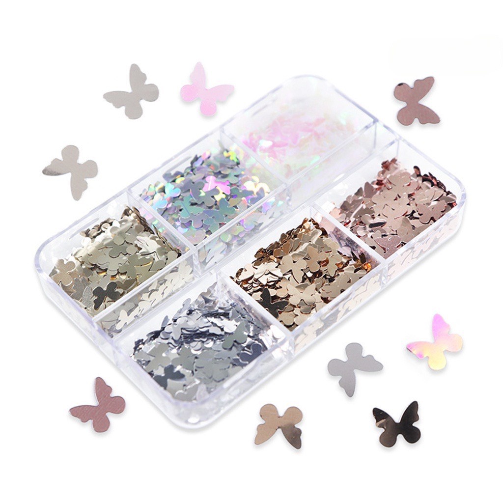 Khay 6 ngăn hình bướm nhiều màu siêu mỏng trang trí móng N.P Nails