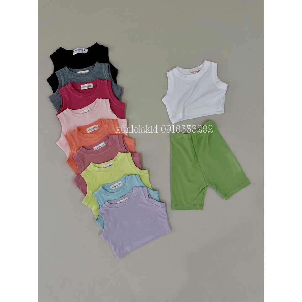 Áo crotop sát nách cho bé, chất liệu cotton 100%, mặc cùng quần legging ngố Xún lolakid
