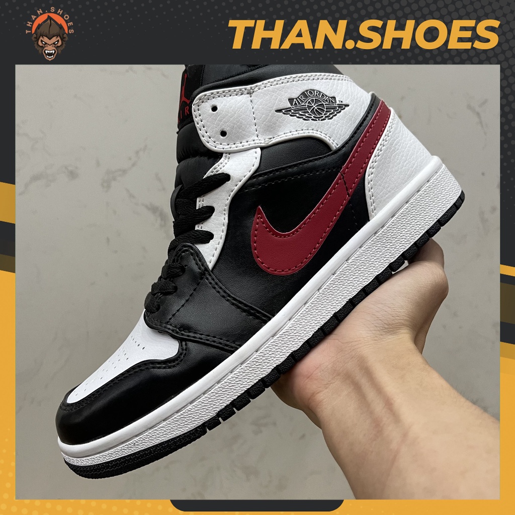 Giày JD1 Mid Black Chile Red White, JD1 Cao Đen Đỏ Trắng - Than.Shoes
