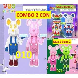 Lego to Gấu Đôi Bearbrick 2 Trong 1- Bưng Đĩa lego to Khổng Lồ tặng kèm búa ,Lego cỡ lớn 35cm