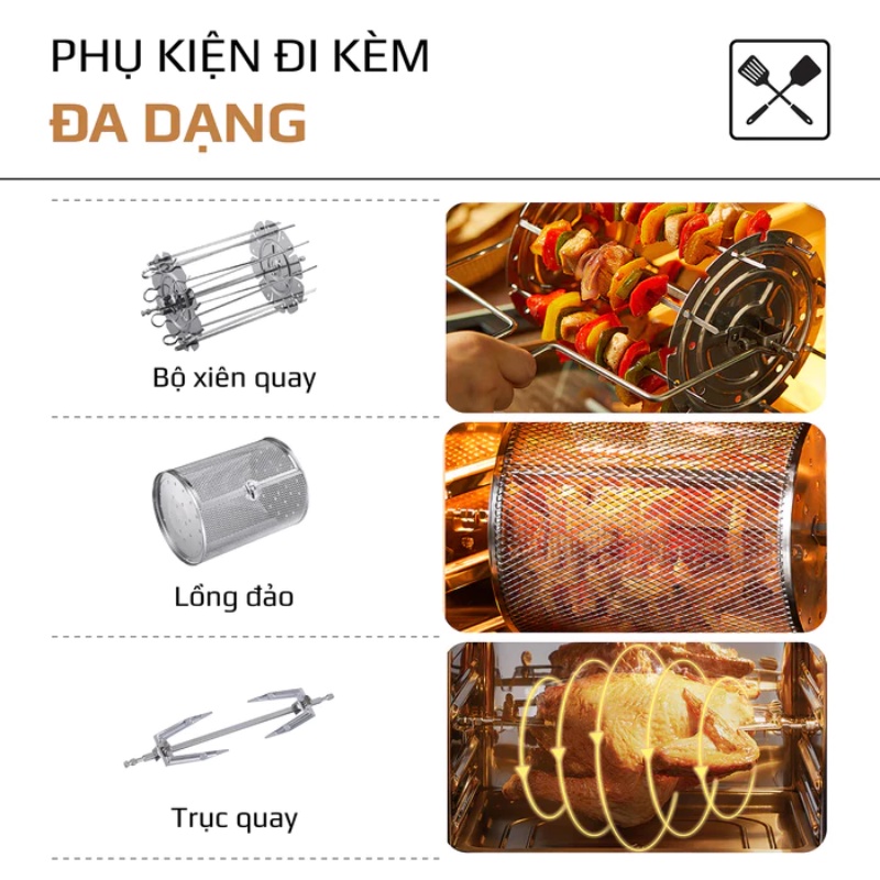 Nồi Chiên Không Dầu OLIVO AF15 - 16 Chức Năng - Dung Tích 15L - Hàng Chính Hãng- Tặng Kẹp Inox