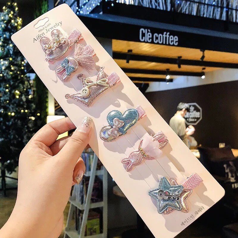 Set 6 kẹp tóc siêu xinh phong cách Hàn Quốc cho bé yêu