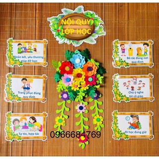 set 3 combo trang trí lớp học(nội quy,kh 8 chữ,kh lớp học thân thiện k kèm hoa)