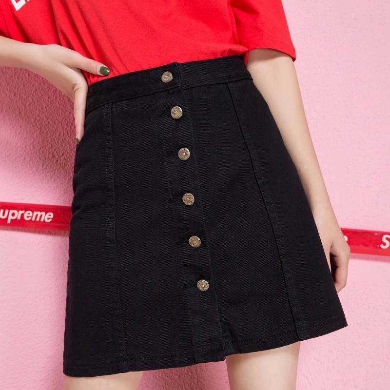 Chân váy jeans BIGSIZE nữ chữ A, chân váy bò ngắn cạp cao trong phong cách ulzzang Hàn Quốc
