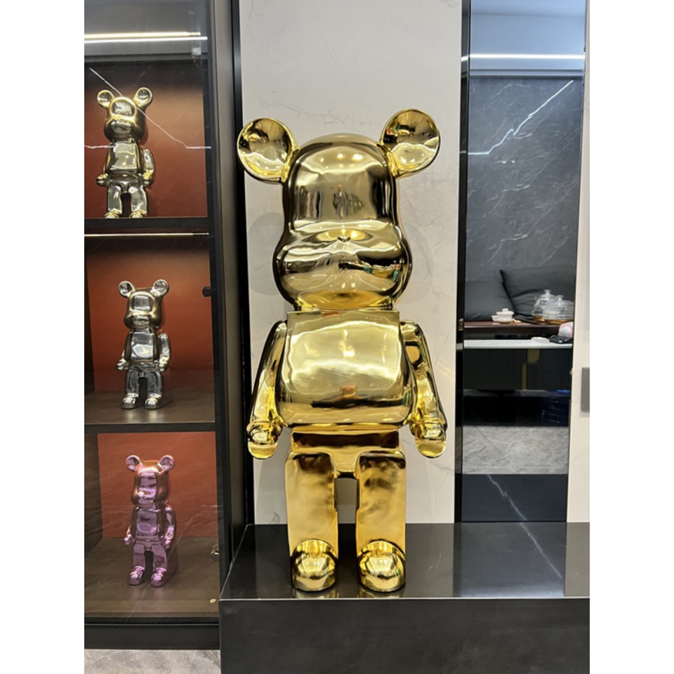 Gấu BearBrick bụng phệ,mạ điện ánh vàng SIRE Lớn-80cm-tượng gấu BearBrick decor cửa hàng, nhà của,kệ,tủ-quà tặng đẹp