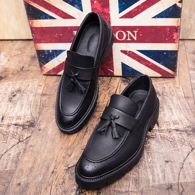 Giày lười nam, giày lười nam da bò, giày công sở nam đai chuông tăng chiều cao 6CM