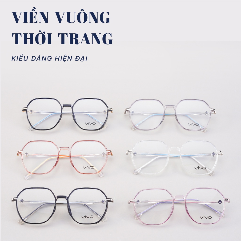 Gọng kính mắt cận Lục giác nam nữ LB Eyewear UV 8296 Nhựa mềm thanh mảnh bền nhẹ - Màu đen, hồng, tím, ghi, trong suốt