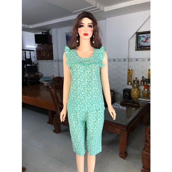 Bộ lụa mặc nhà quần lửng Size 45-59kg