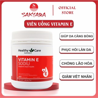 Viên Uống Vitamin E Healthy Care 500IU Hộp 200 Viên Nội Địa Úc Giúp Da Căng Mịn Trắng Sáng