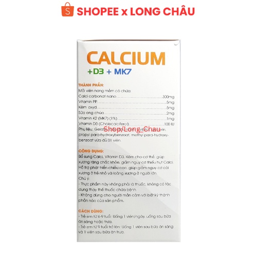 Viên uống Calcium D3 MK7 – Hộp 100 viên