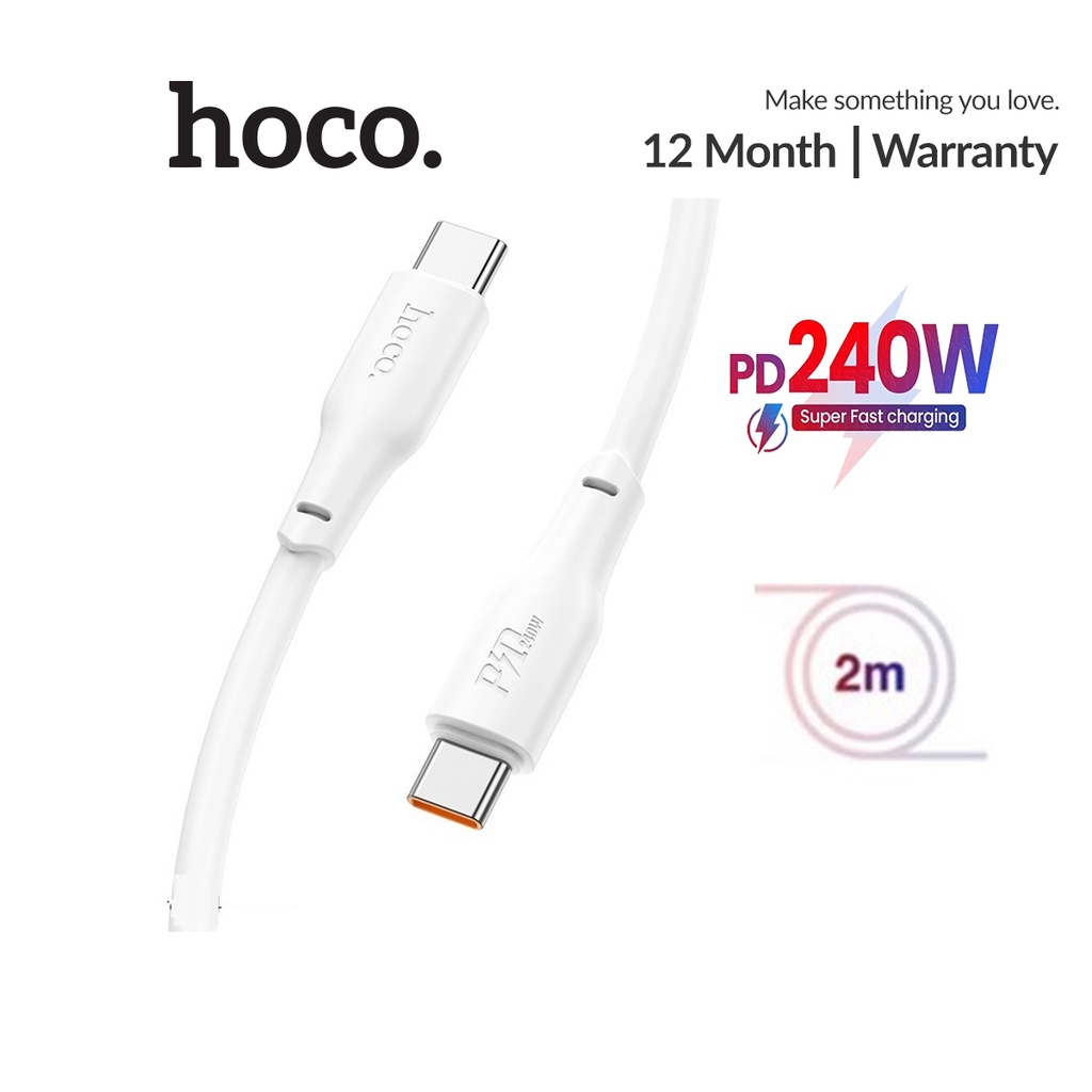 Cáp sạc PD240W Hoco X93 Type-C sangType-C dây TPE siêu bền chống gãy gập dài 2M cho Android