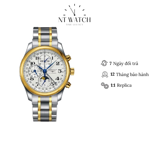 Đồng hồ cơ nam Longines Master Watch L2.773.5.78.7 mặt Moonphase kính Sapphire dáy lộ cơ dây thép đeo tay cao cấp