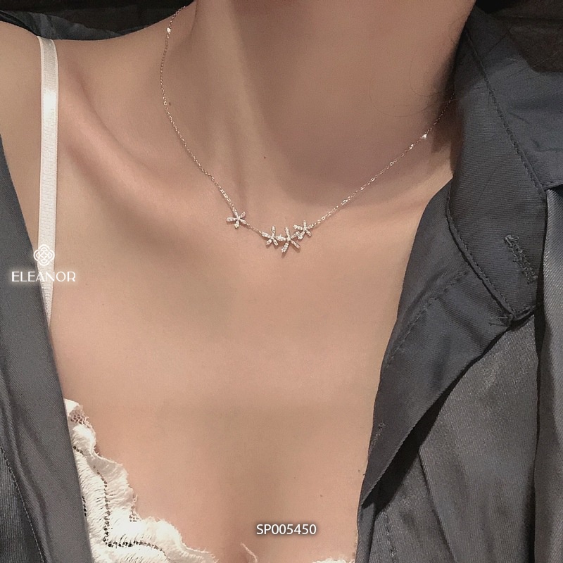Dây chuyền nữ bạc 925 Eleanor Accessories mặt hình hoa đính đá sang trọng phụ kiện trang sức thanh lịch 5450