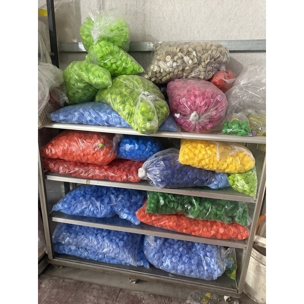 100 cái cổ chai, phôi chai + nắp chai đủ màu cho trẻ  mầm non vận động