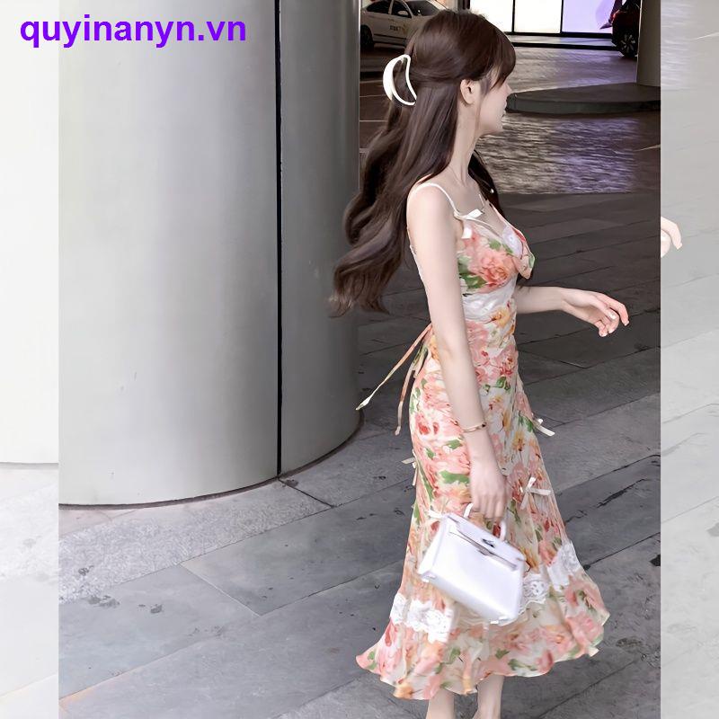 Đầm Hai Dây Phối Ren Hoa Phong Cách Thời Trung Cổ Thời Trung Cổ Mới Mùa Hè Cho Nữ