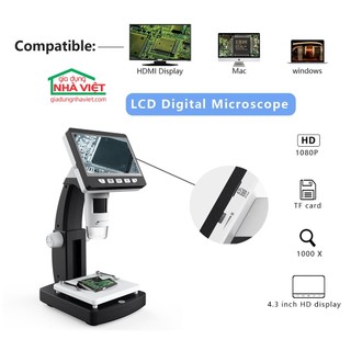 Kính hiển vi điện tử fullhd 1000x lcd 4.3inch hdmi kết nối máy tính inskam 306