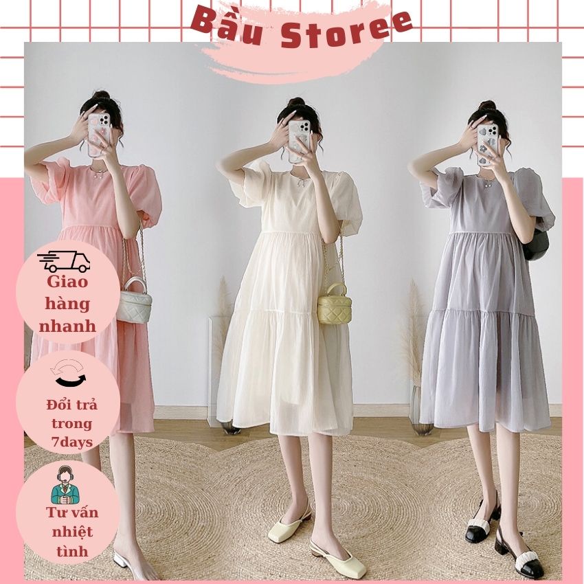 VÁY BẦU TIỂU THƯ NHẸ NHÀNG CHẤT MỀM MÁT- ĐẦM BẦU CÔNG SỞ MẶC ĐI LÀM ĐI CHƠI THOẢI MÁI