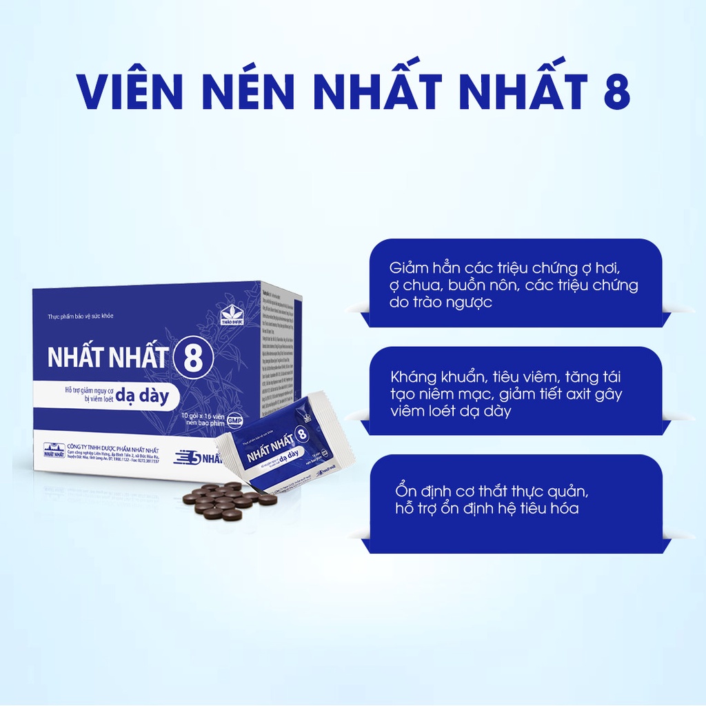 Viên Uống Hỗ Trợ Dạ Dày - Nhất Nhất 8 - Ngăn Ngừa Viêm Loét Dạ Dày, Giảm Trào Ngược, Ợ Hơi, Ợ Chua
