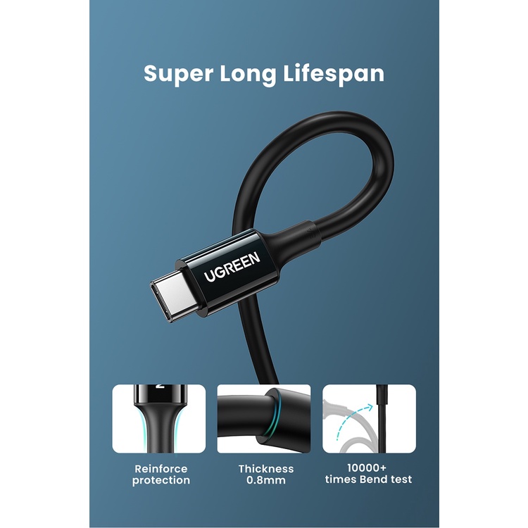 Dây cáp sạc nhanh UGREEN 4.0/3.0 5A 100W USB C hàng chính hãng