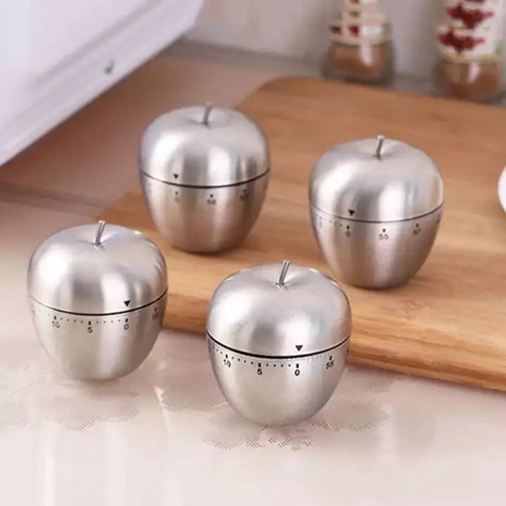 Đồng hồ hẹn giờ Pomodoro kim loại hình quả táo .
