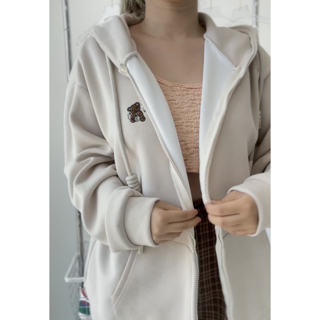 Khoác nỉ gấu nâu thêu 9088
