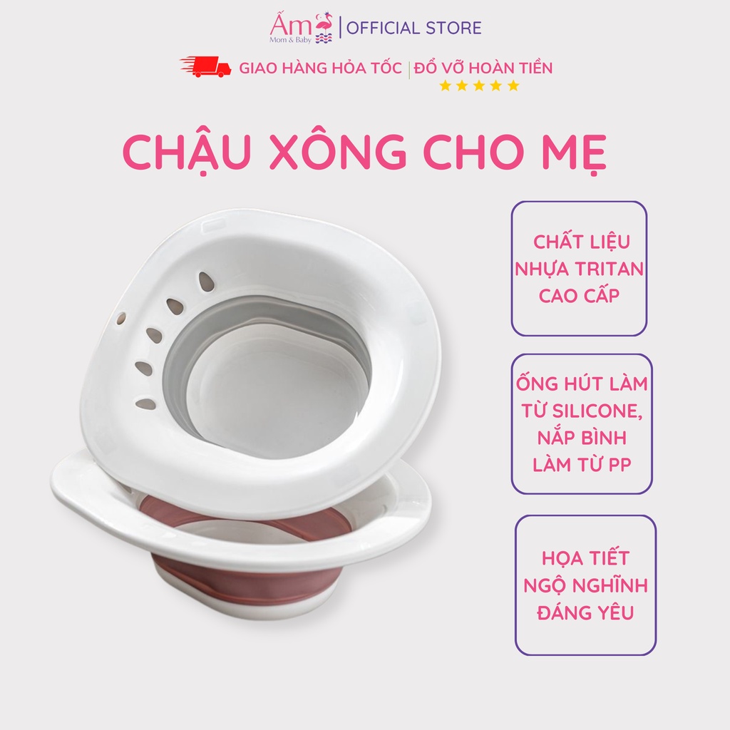 Chậu Xông Vùng Kín Sau Sinh Ấm Baby Gấp Gọn, Loại Dày Đẹp Tiện Lợi, Gấp Gọn Cho Mẹ Sau Sinh Ấm Gift Decor