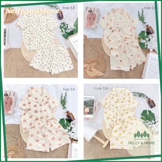 {Đũi xốp Hàn} Bộ Pyjama cộc hoạ tiết cute siêu dễ thương mềm mát freesizeu