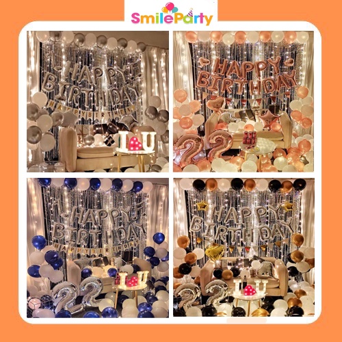 COMBO Set bong bóng trang trí sinh nhật giá rẻ tại nhà đẹp cho bé trai bé gái người lớn SmileParty