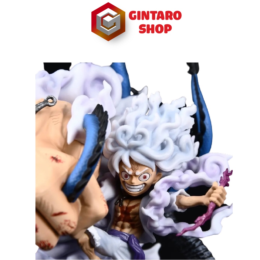 Mô hình One Piece Luffy Gear 5 phiên bản chiến đấu bóp Kaido cực ngầu và chi tiết, Mô hình Luffy Gear 5 cao 22Cm FullBox