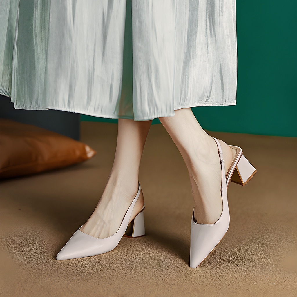 Giày cao gót mũi nhọn basic, giày cao gót slingback thanh trang nhã cao 7cm_AA0375